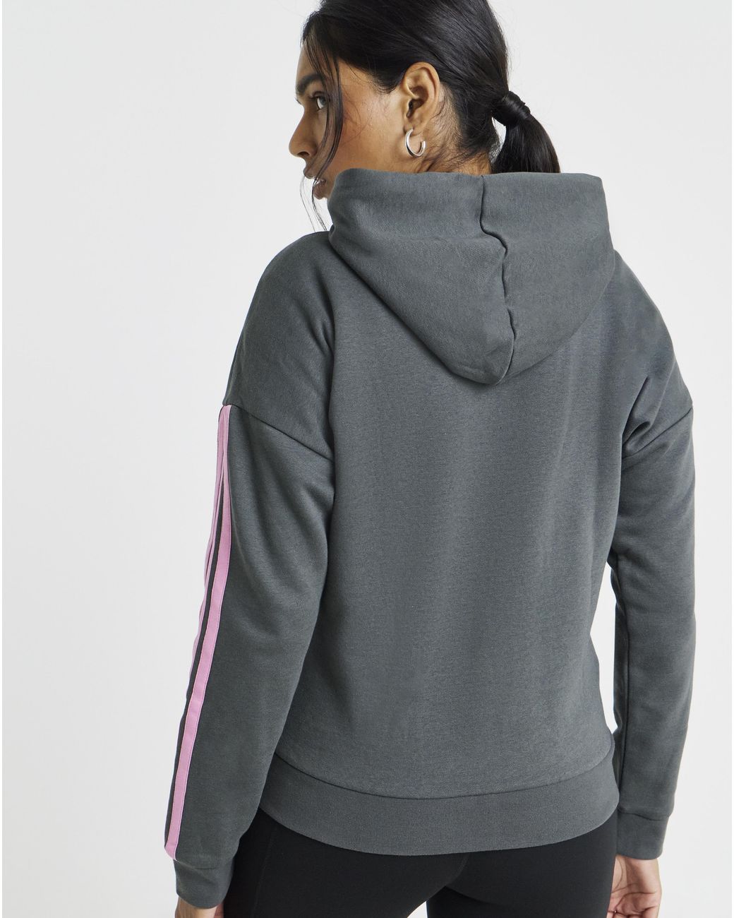 Adidas Gray 3 Stripes Hoodie