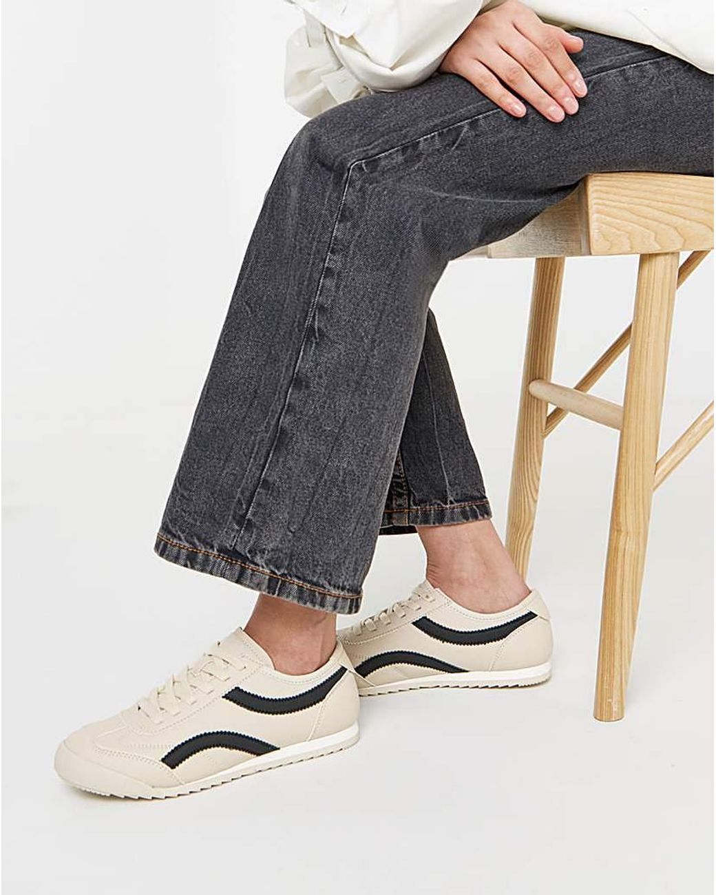 JD Williams Blue Retro Slimline Trainer E Fit
