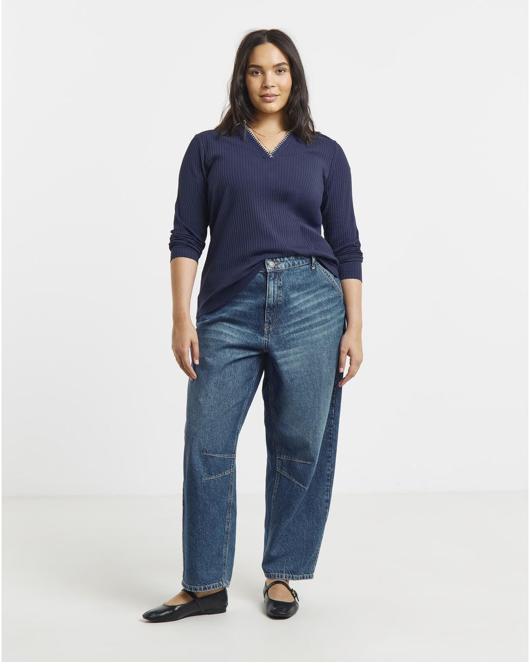 Simply Be Blue Rib Blanket Stitch Polo