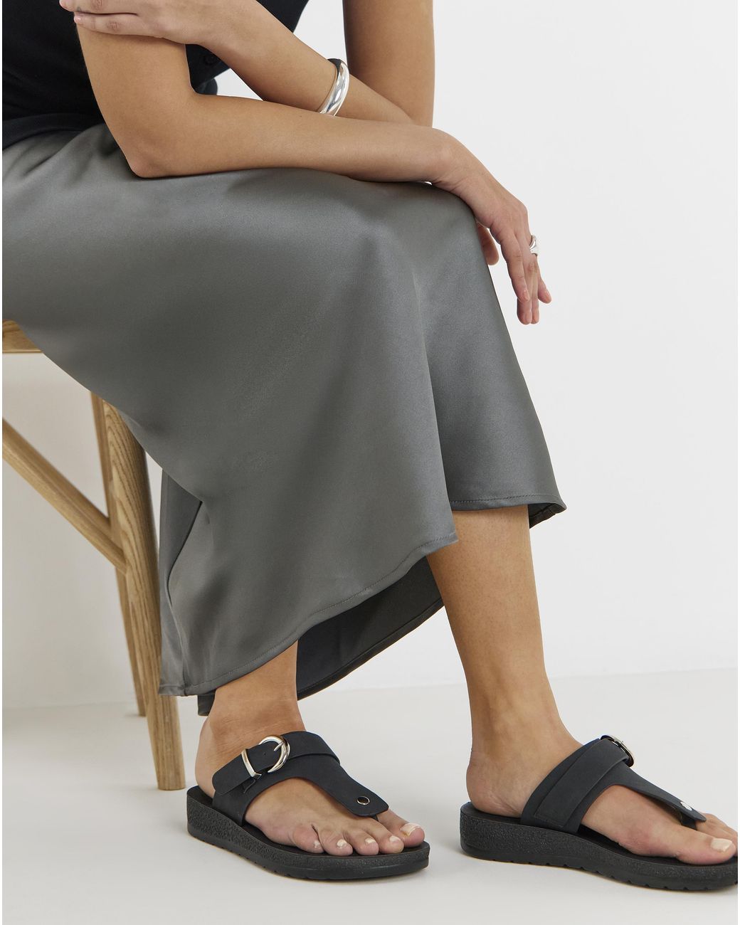 Simply Be Gray Toe Post Comfort Sandal Wide