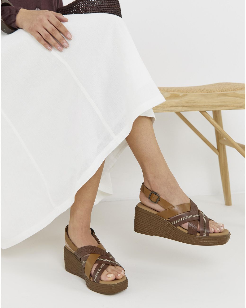 Heavenly Soles Natural Crossover Wedge Sandal Wide