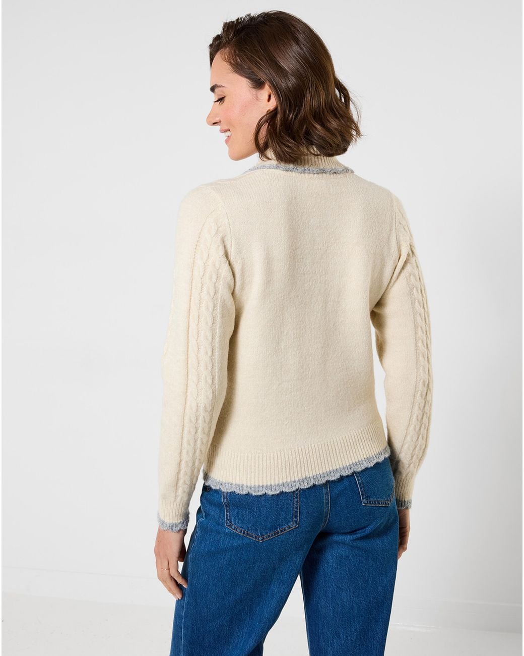 Joe Browns Natural Tiah Cable Knit Cardigan