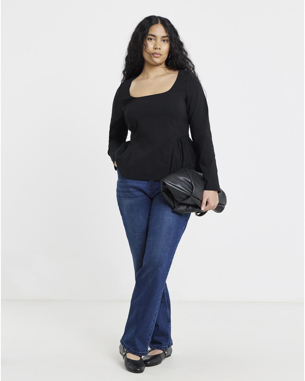 Simply Be Black Bengaline Scoop Neck Blouse