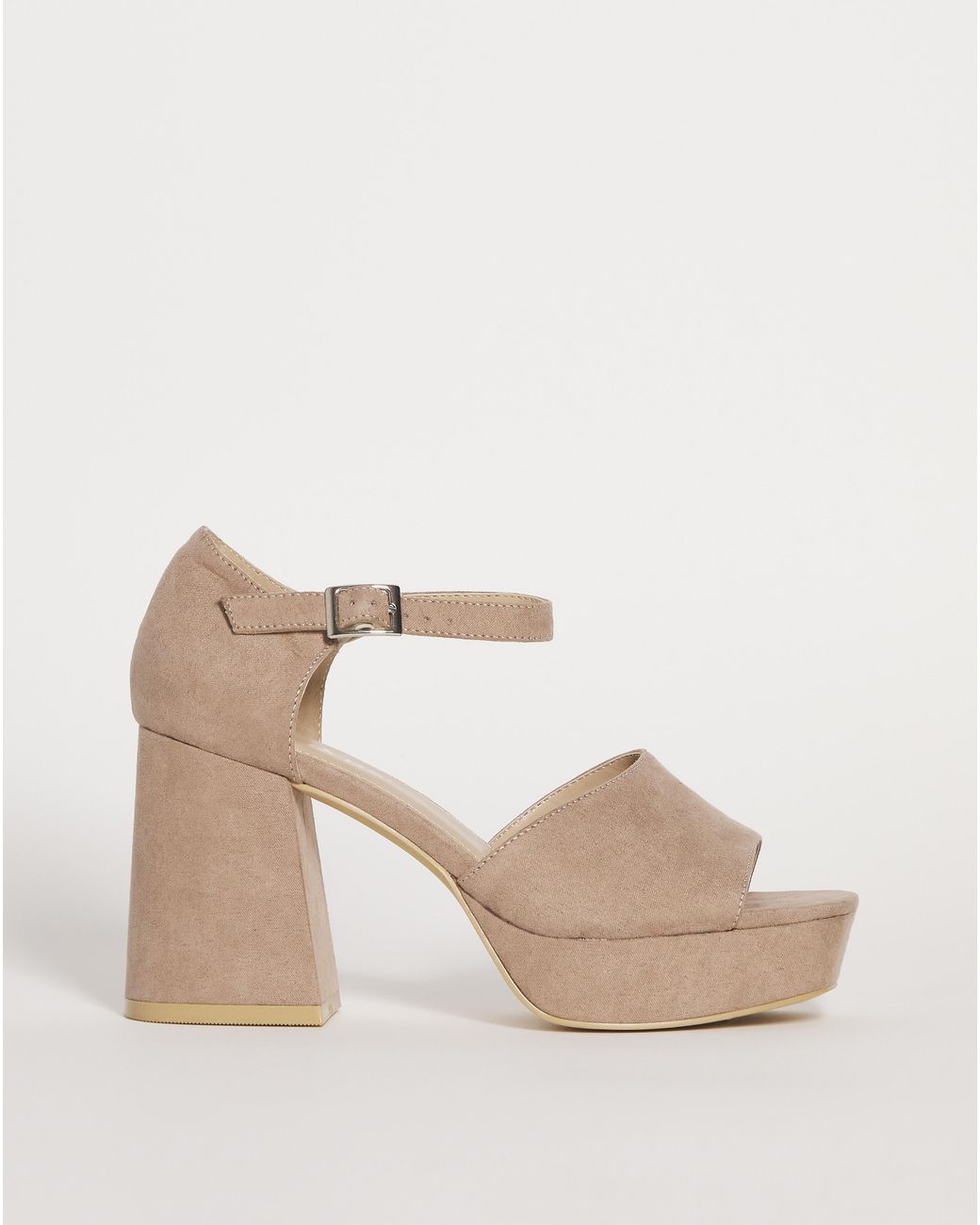 Simply Be Natural Heeled Platform Sandals Wide Fit