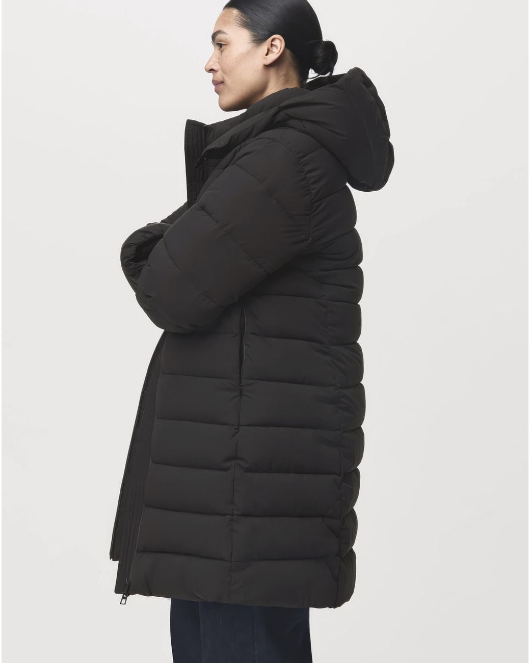 Mango Blue Double Zip Hooded Puffer Coat
