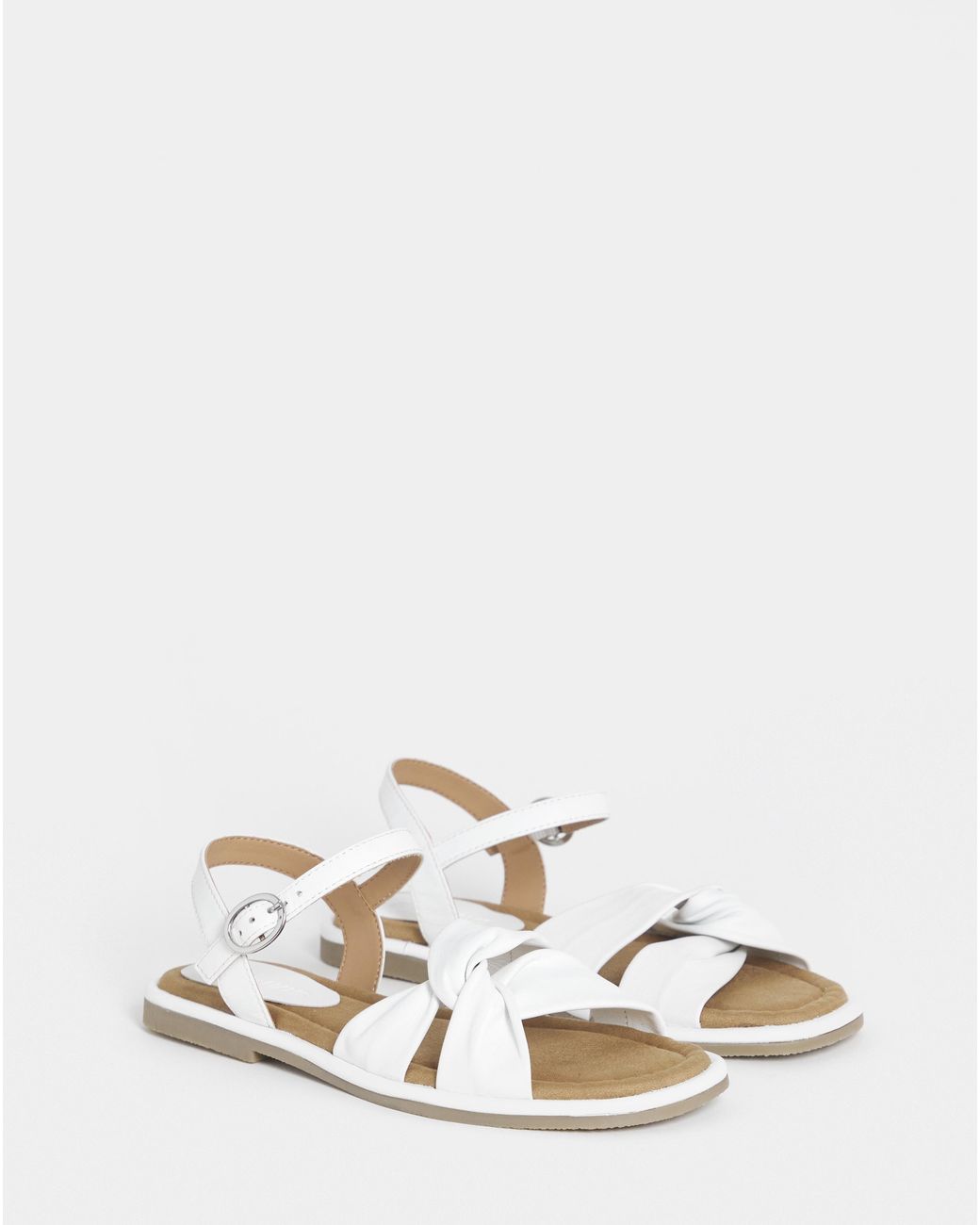 JD Williams White Soft Twist Two Part Sandals Ex Wide
