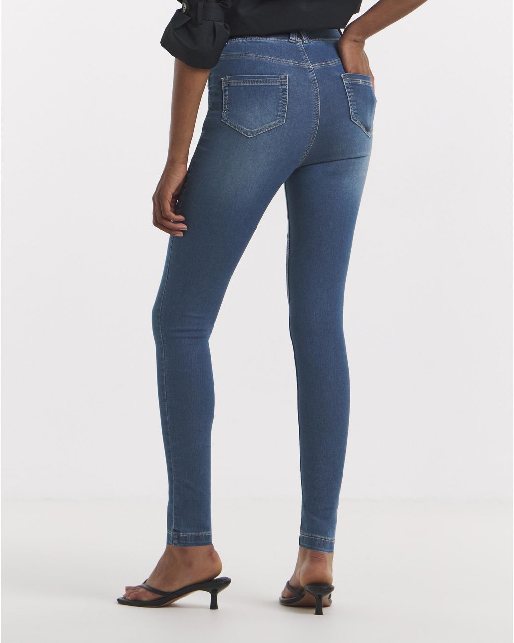Simply Be Blue Skinny Pull On Jeggings