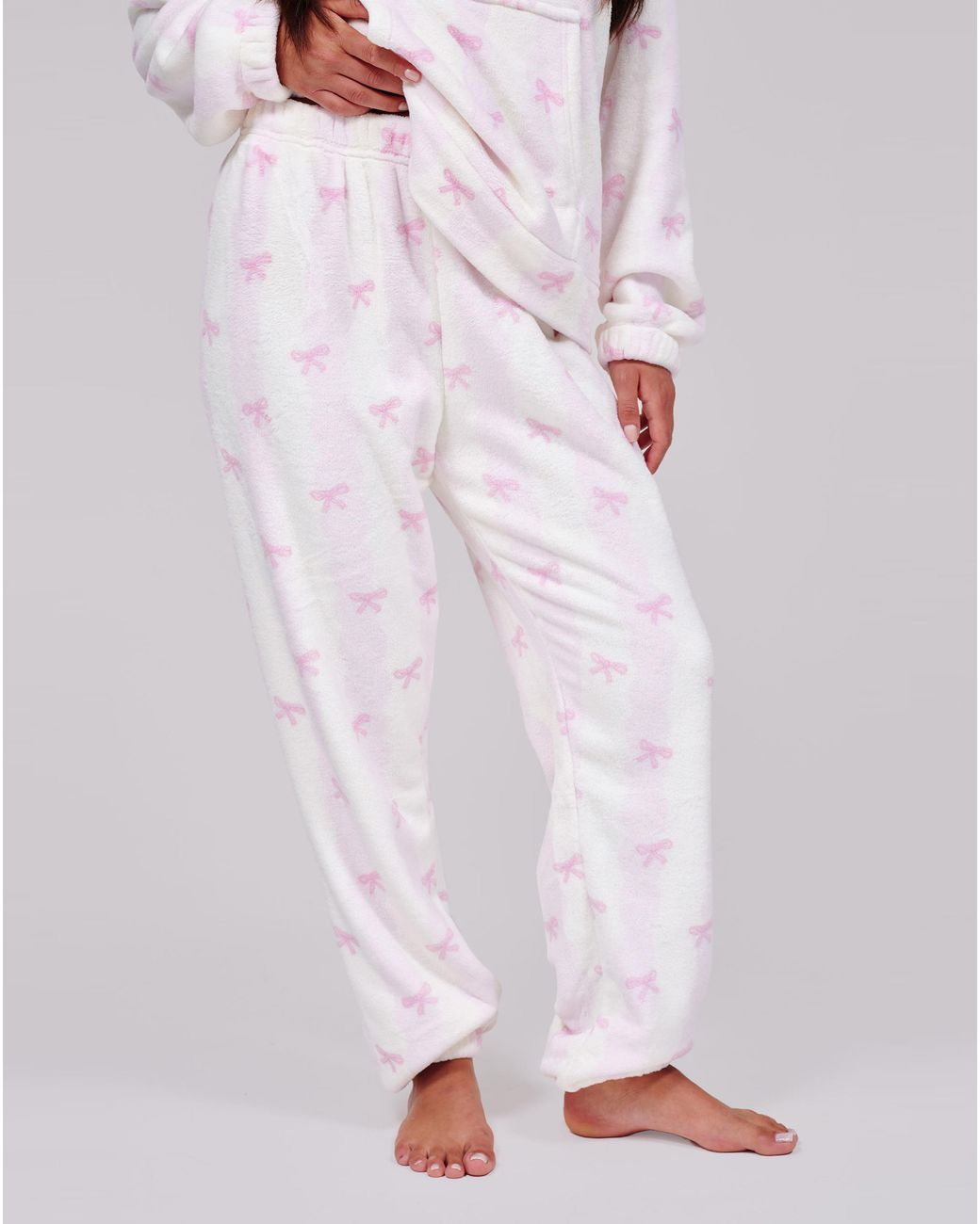 Loungeable Pink Striped Hoodie And Jogger Set