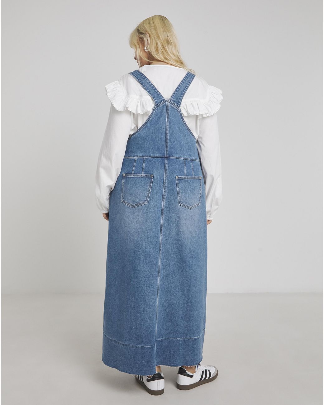 Simply Be Blue Denim Dungaree Dress