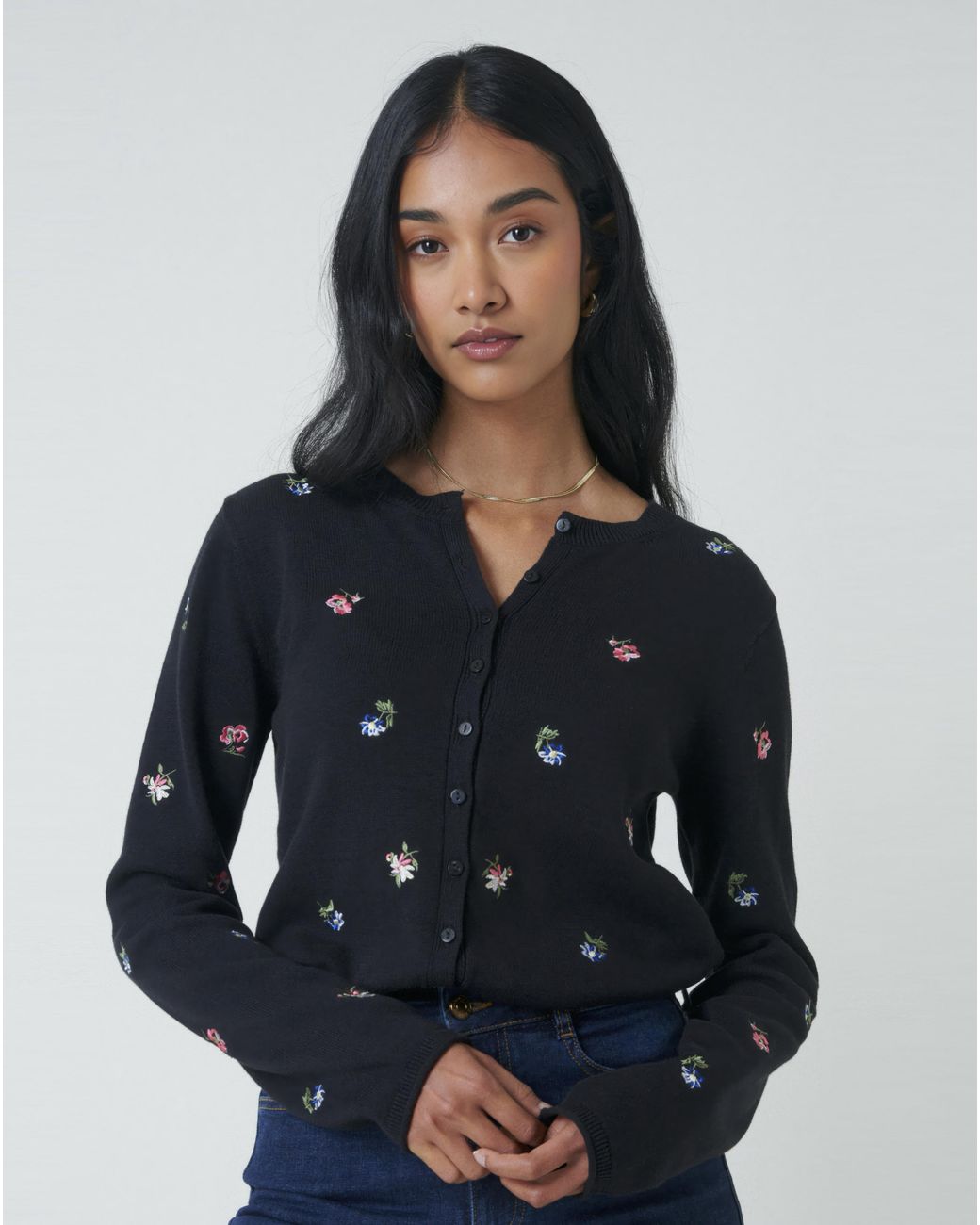 Nobody's Child Blue Nc Embroidered Cardigan