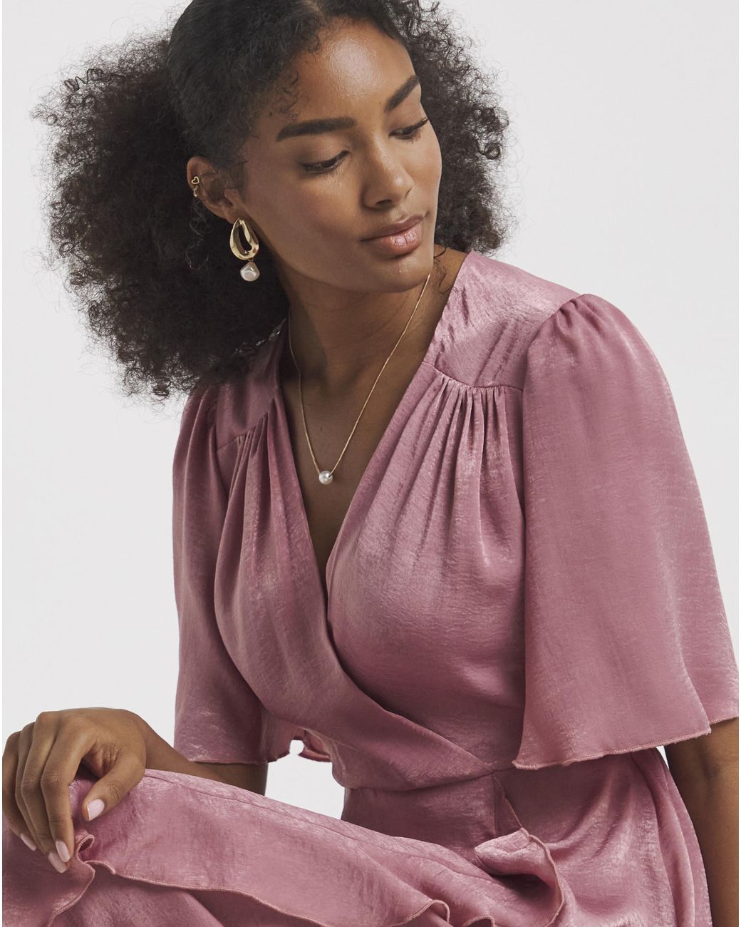 Flounce London Pink Satin Maxi Dress