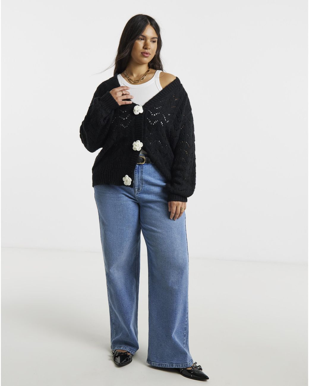 Simply Be Blue Pointelle Cardigan
