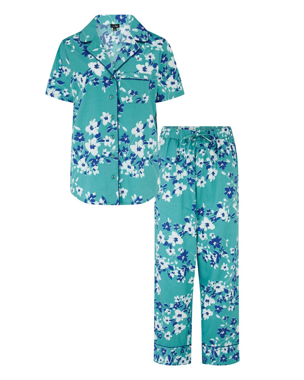Pour Moi Blue Cotton Satin Pj Set