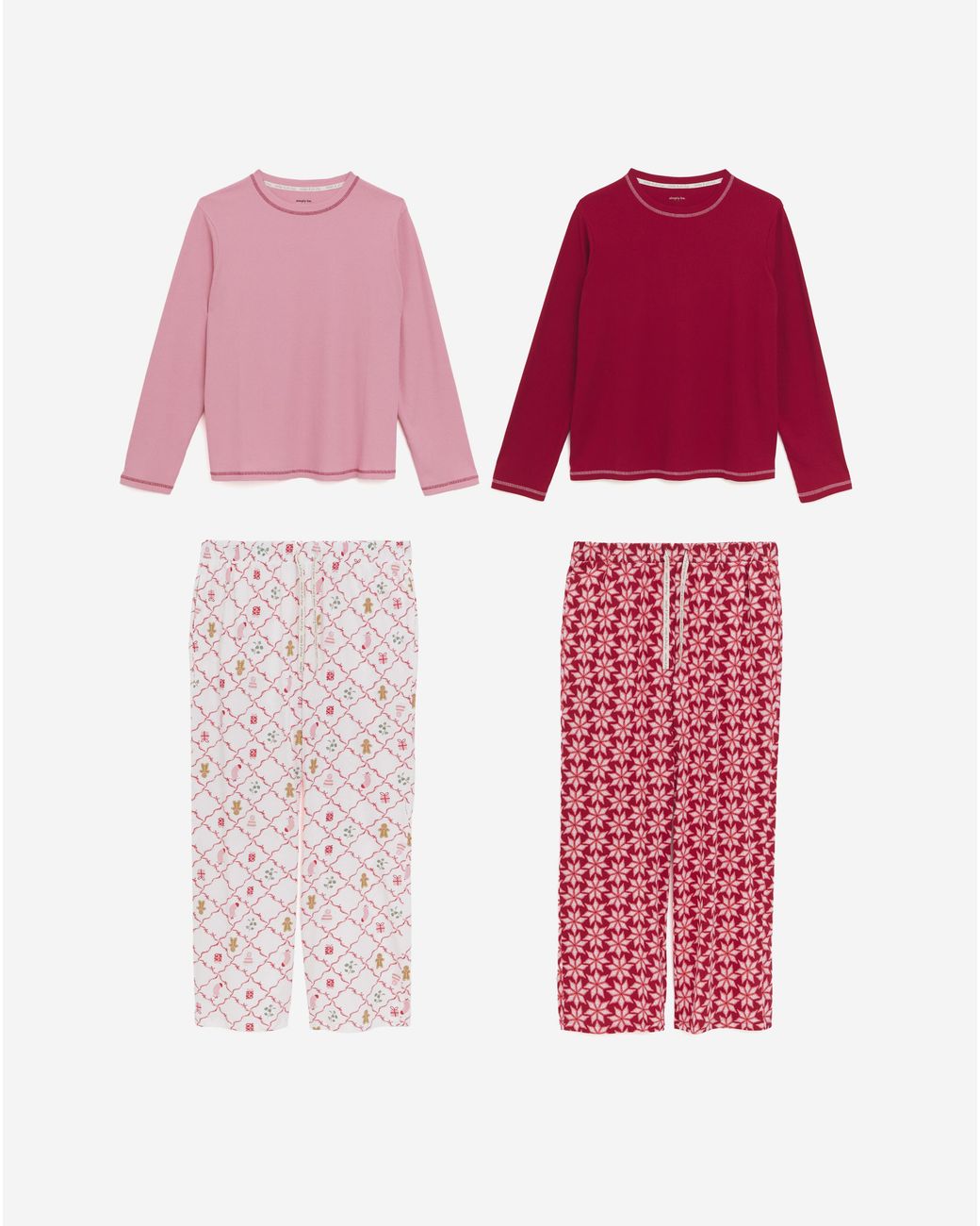 Simply Be Pink Christmas Ribbed 2 Pack Pj Sets