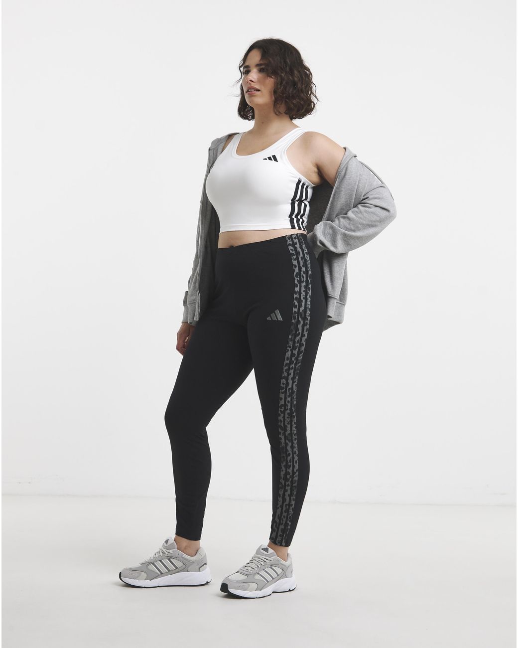 Adidas Black 3 Stripe Leopard Print Legging