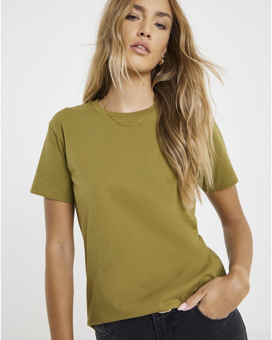 Simply Be Green Slub Slim Fit Crew Neck T-Shirt