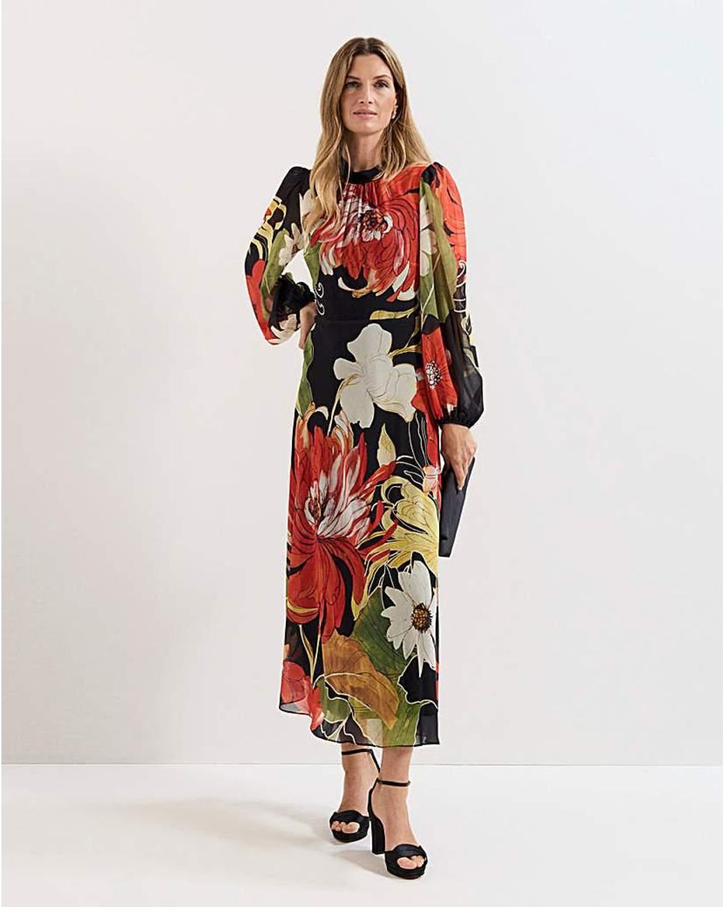 Phase Eight Red Eve Floral Printed Dress