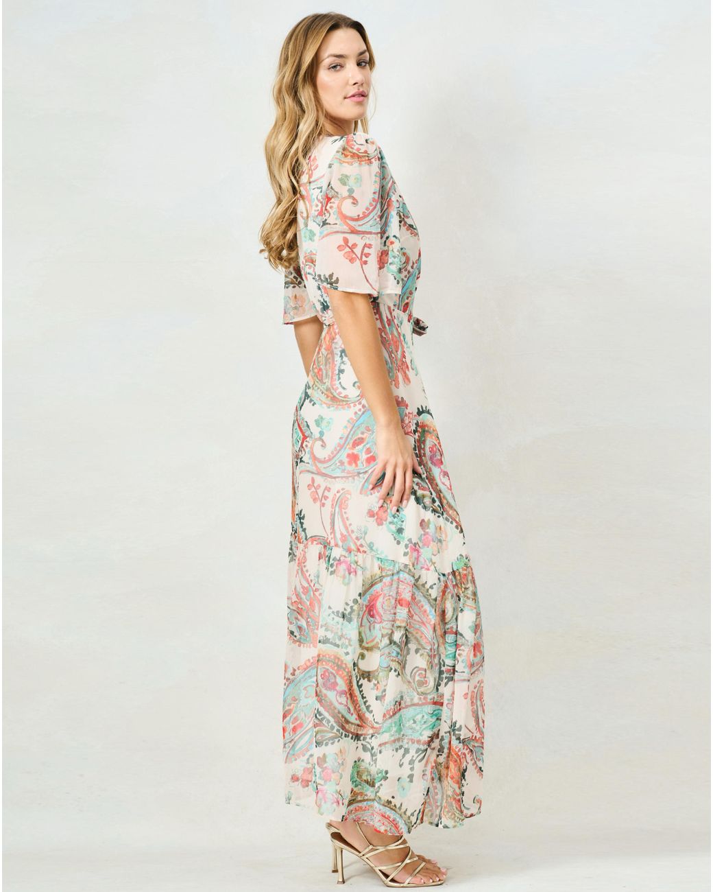 Hope & Ivy White Blanche Maxi Wrap Dress