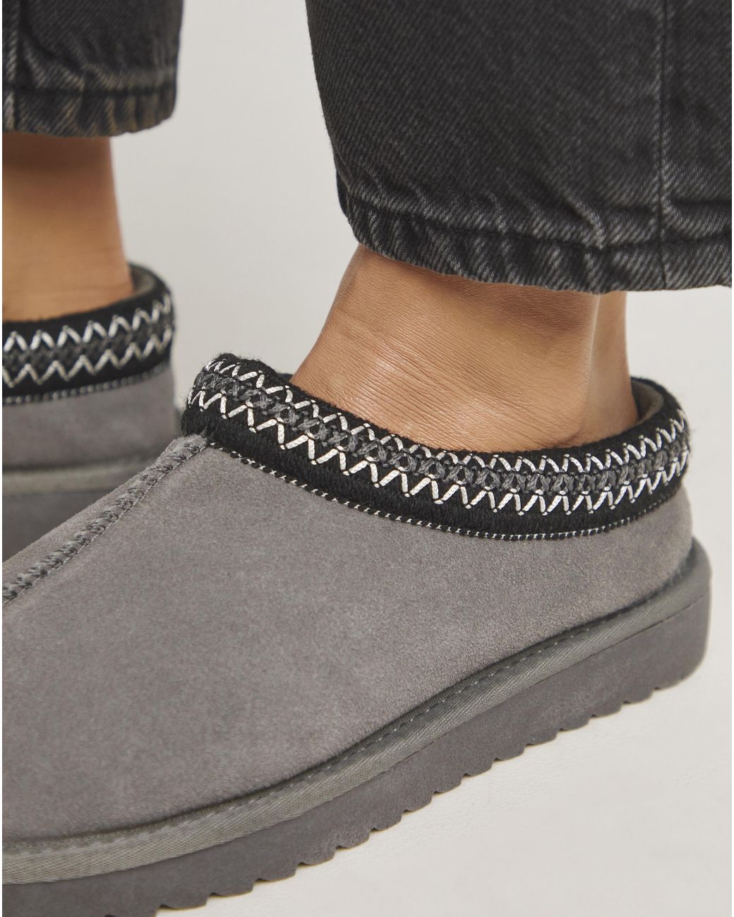 Simply Be Brown Embroidery Full Mule Slipper Extra Wide