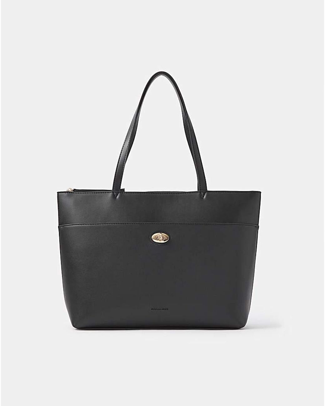 Accessorize Black Twistlock Laptop Tote Bag