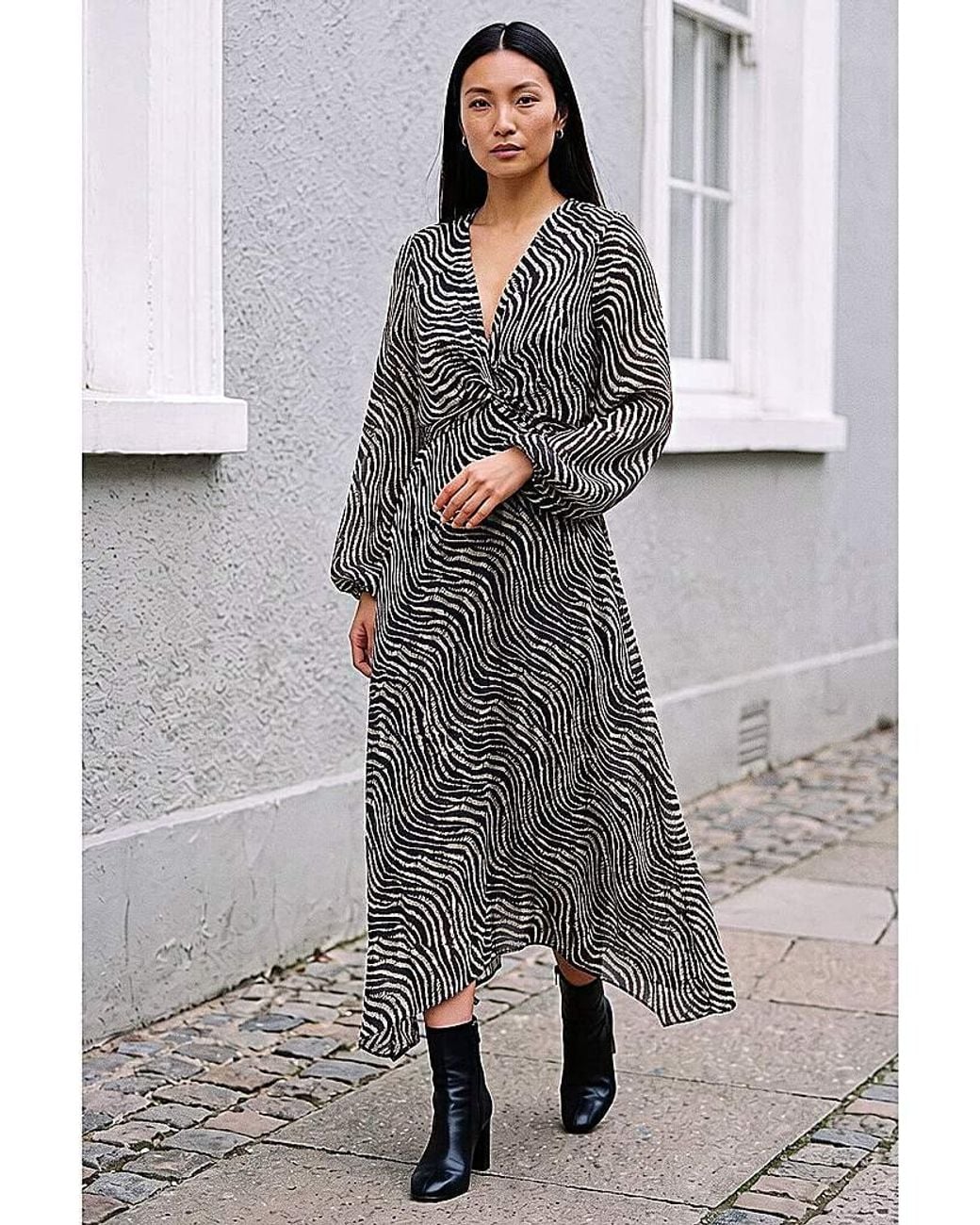 Roman Gray Roman Animal Twist Front Dress