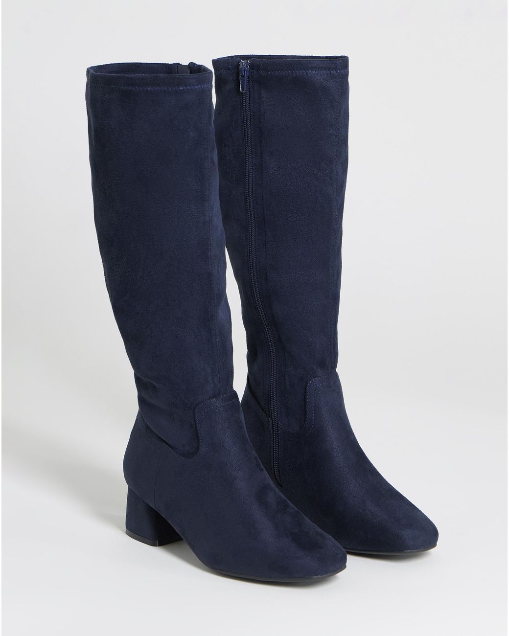 JD Williams Blue Block Heel Stretch Knee Boot Eee Fit Sc