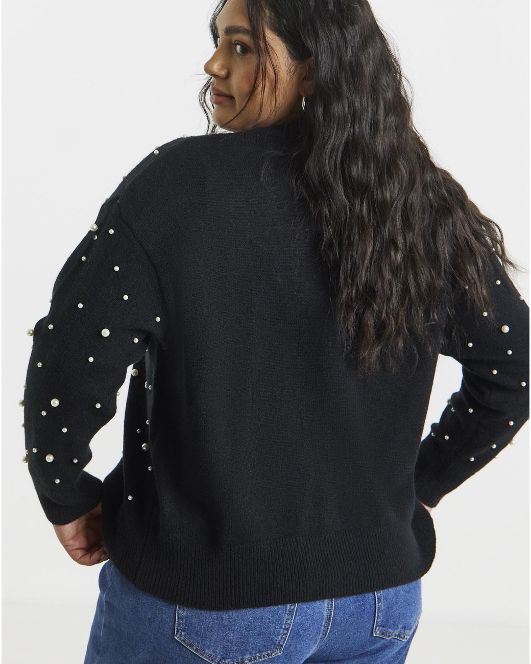 Lovedrobe Black Pearl Embellished Cardigan