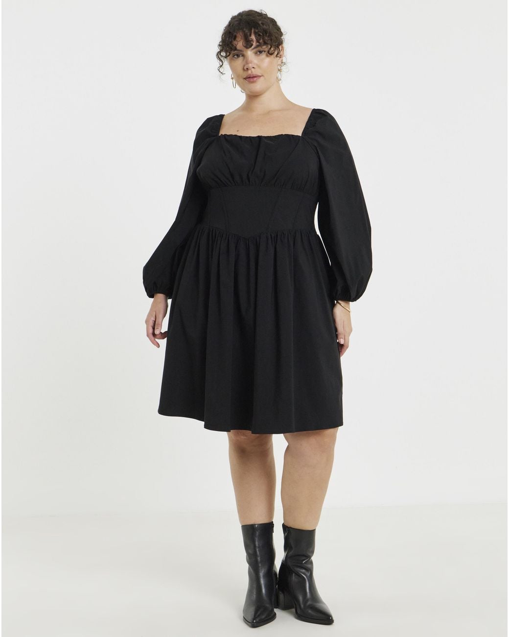 Simply Be Black Corset Skater Dress