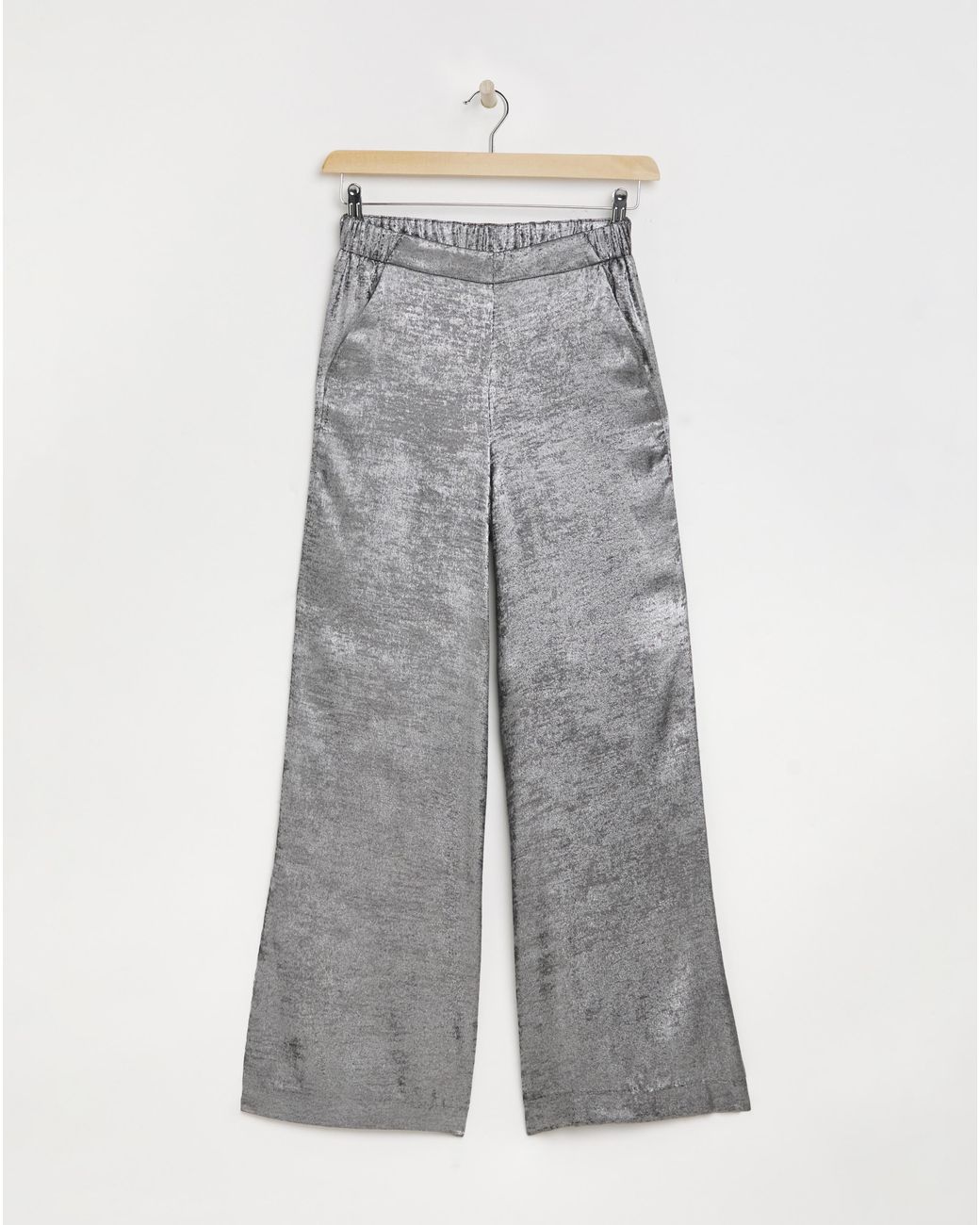 Joanna Hope Gray Hammered Foil Wide Trouser