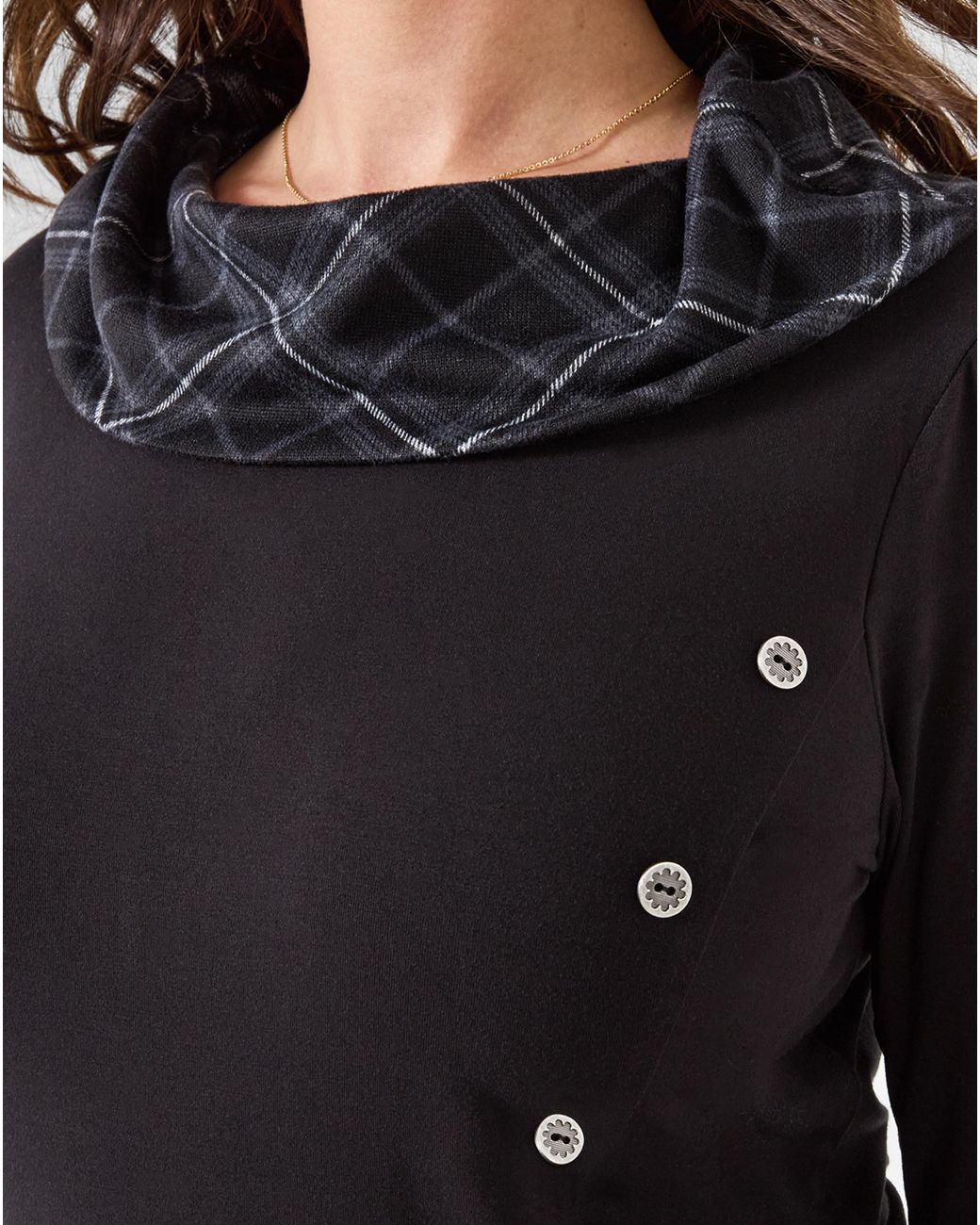 Joe Browns Black Checked Cowl Neck Tunic Top