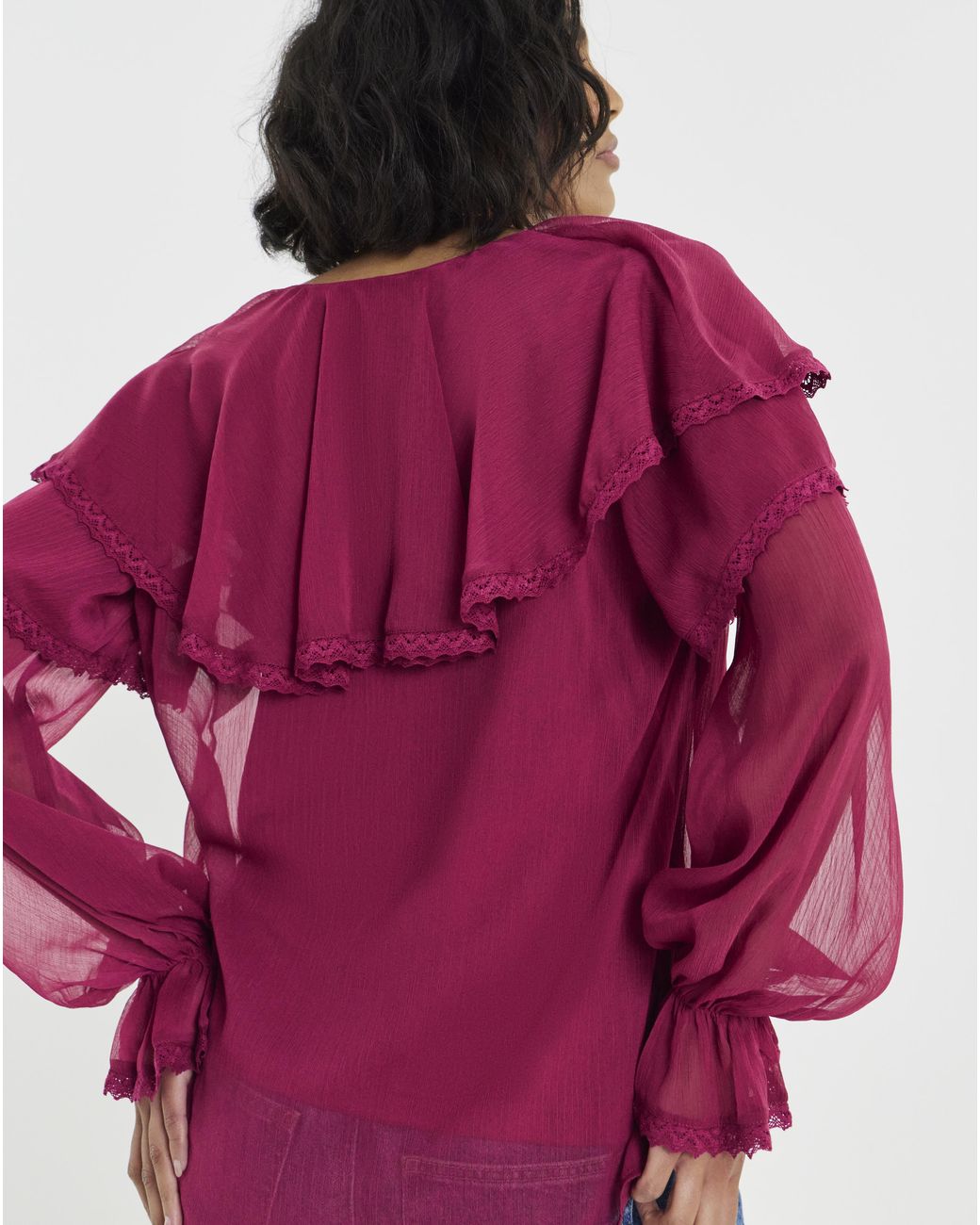 Simply Be Red Frill Collar Blouse