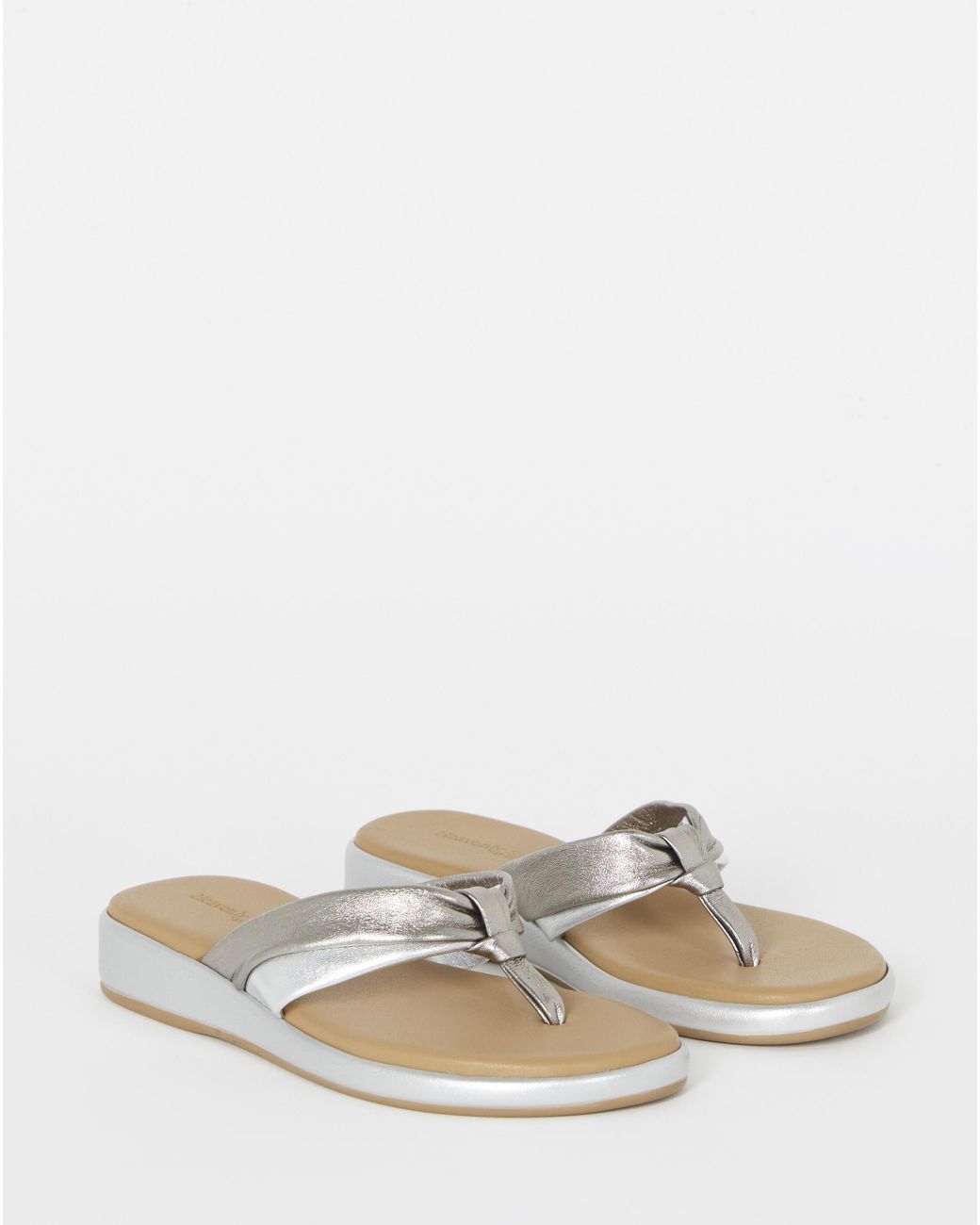 Heavenly Soles White Toe Post Low Wedge Sandal Wide