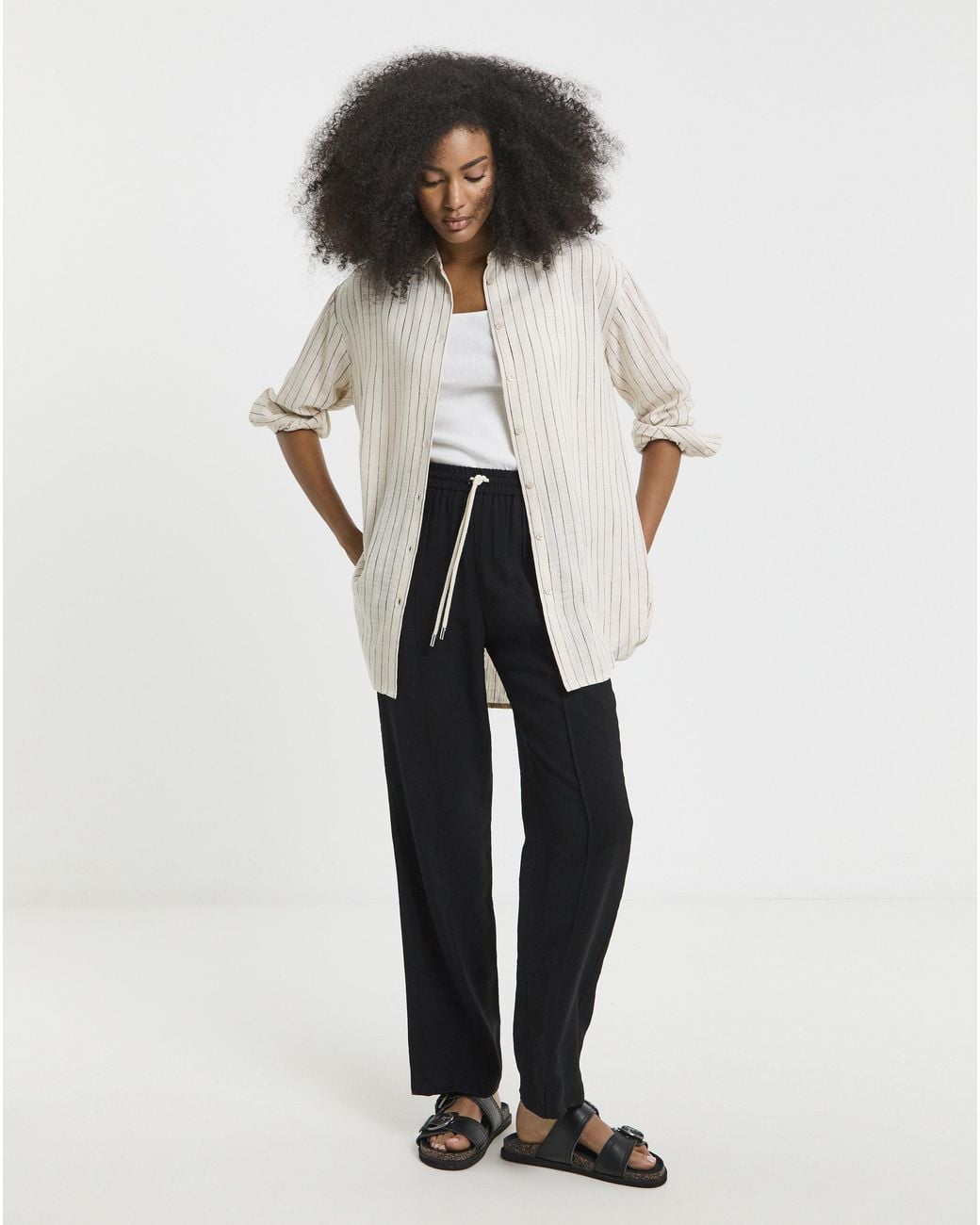 Simply Be White Linen Mix Shirt