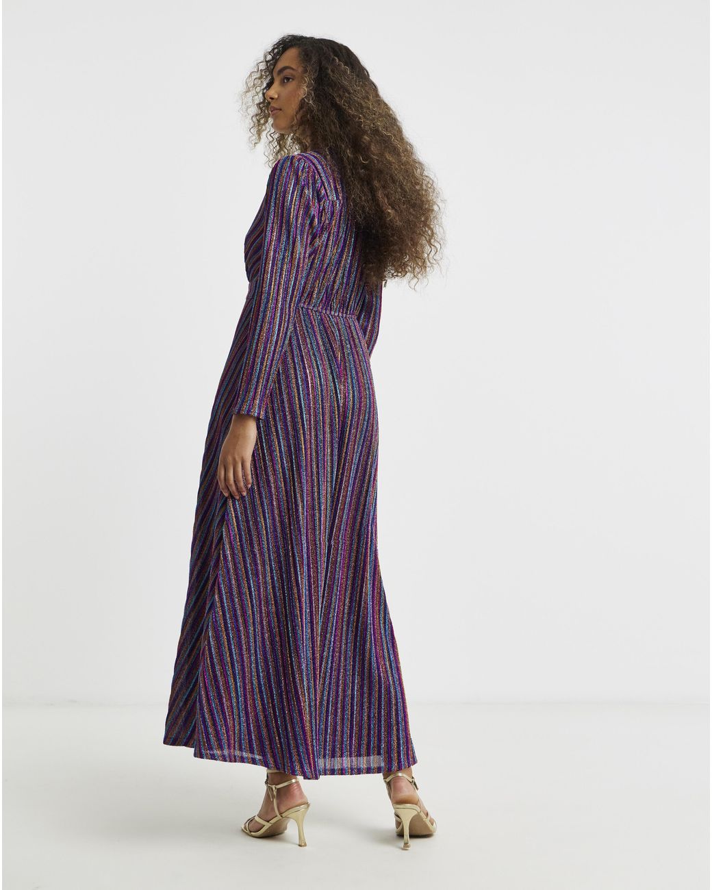 Flounce London Purple Stripe Maxi Dress