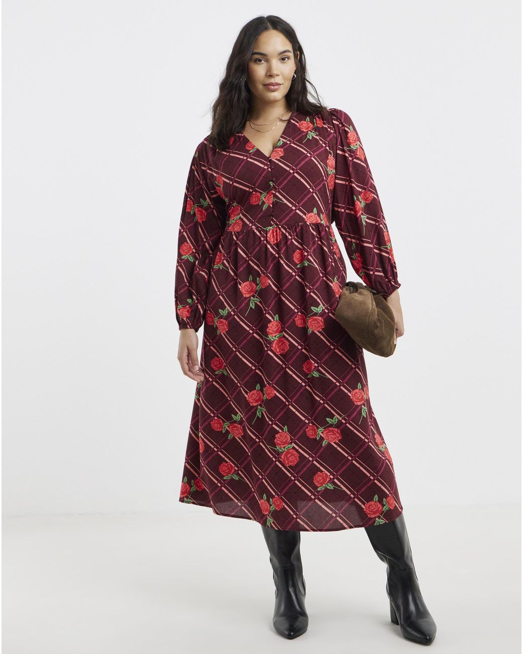 Simply Be Red Button Through Midi Dress