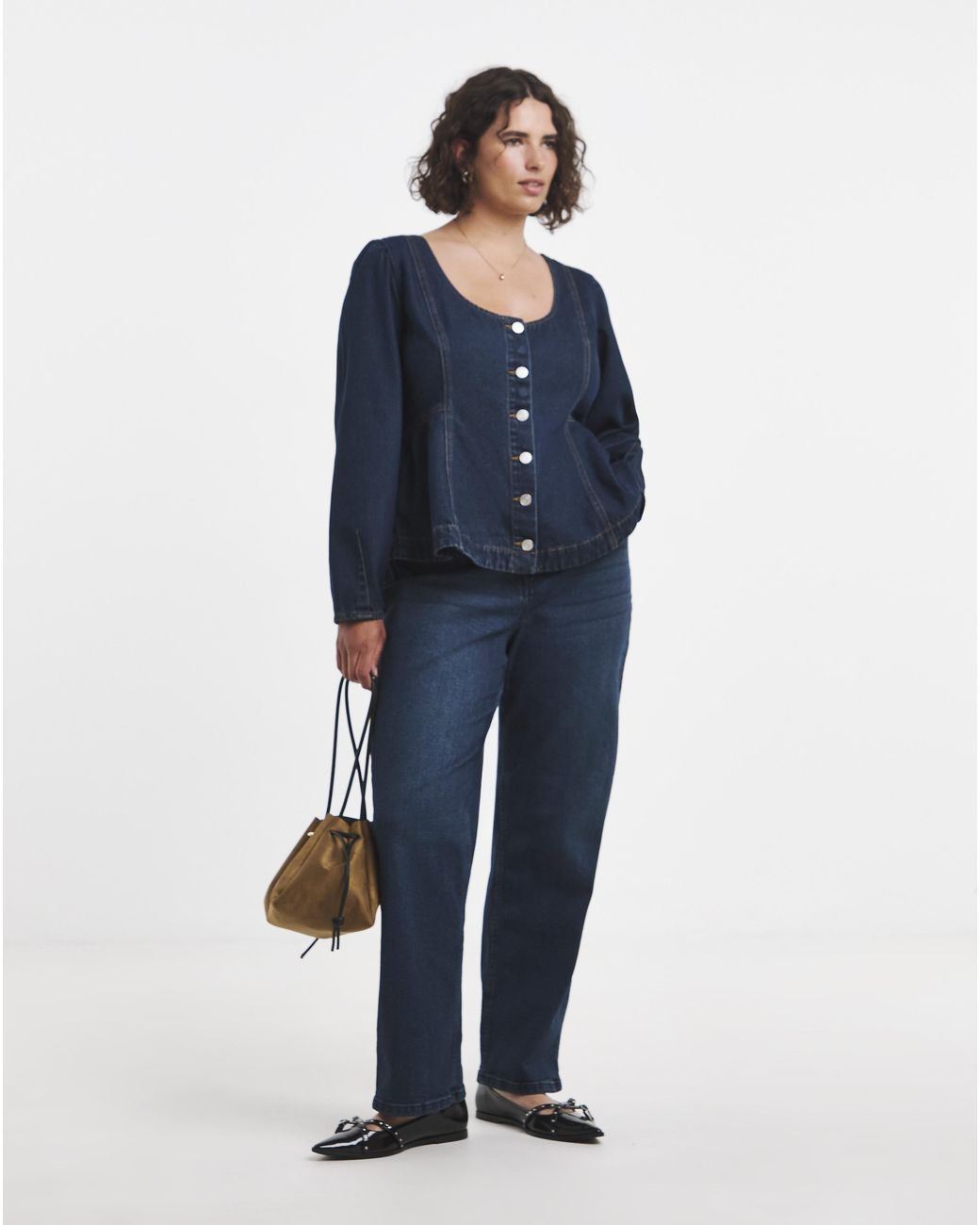 Simply Be Blue Denim Peplum Top