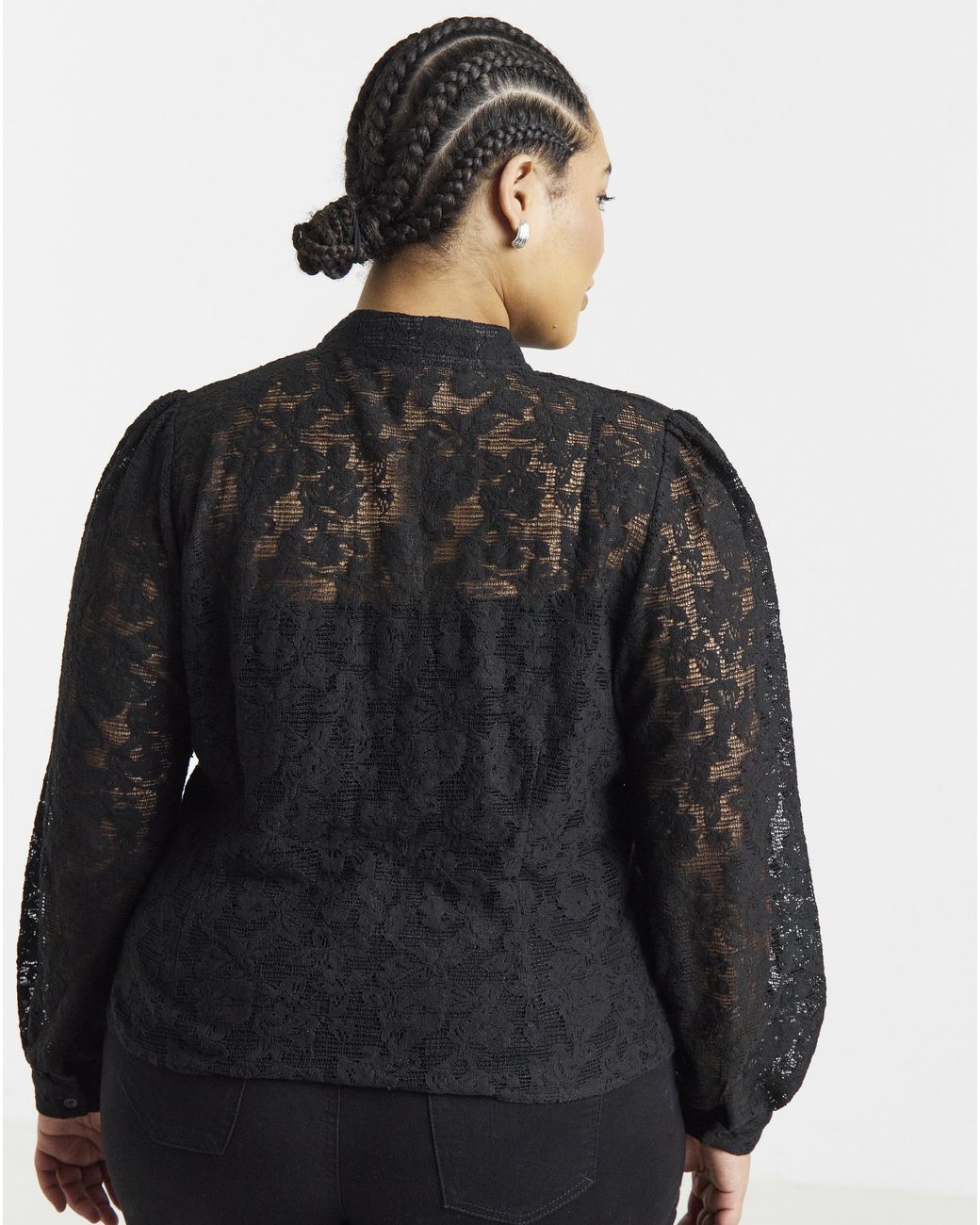 Simply Be Black Lace Tie Detail Blouse