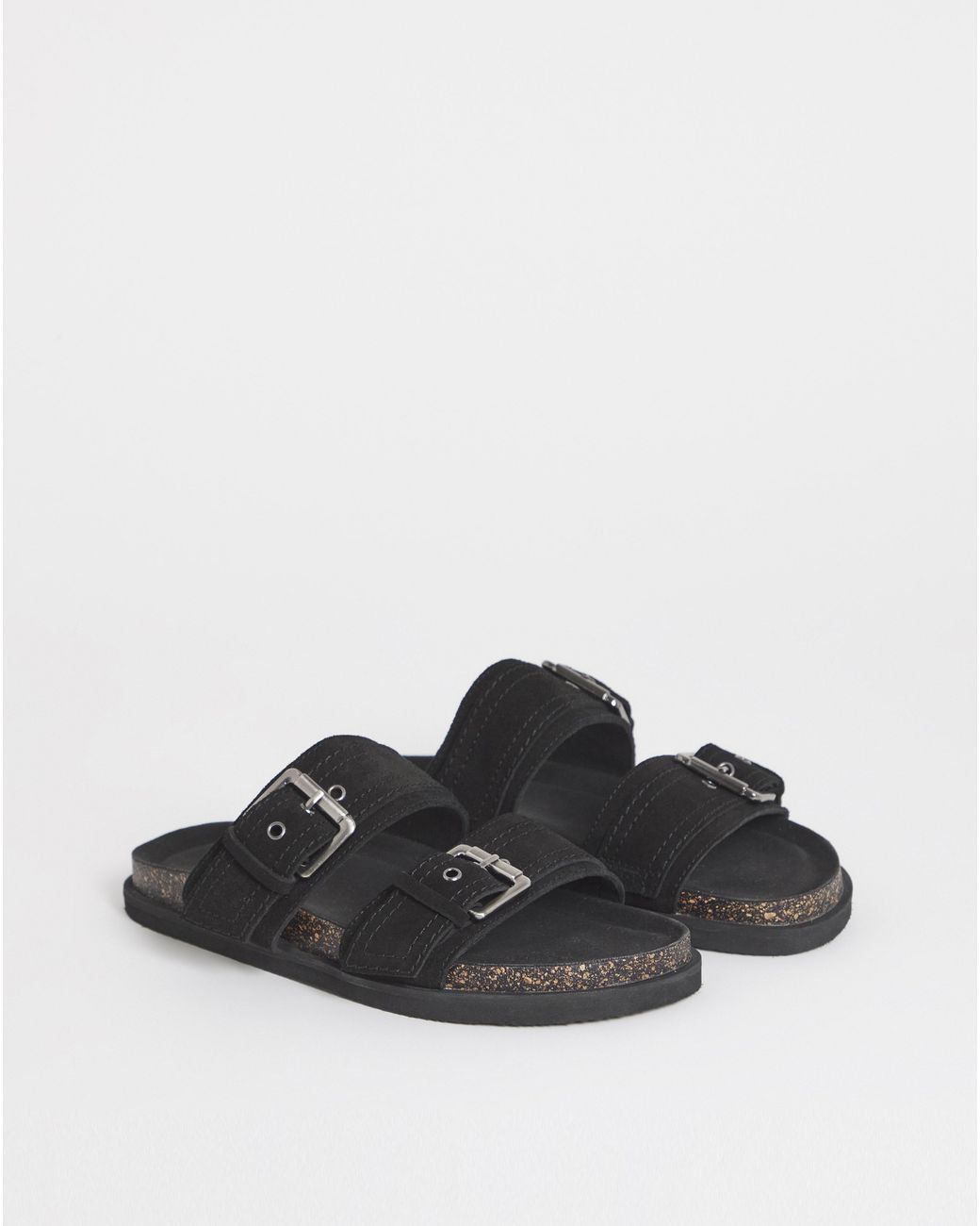 Simply Be Blue Two Strap Buckle Sandals Wide Fit