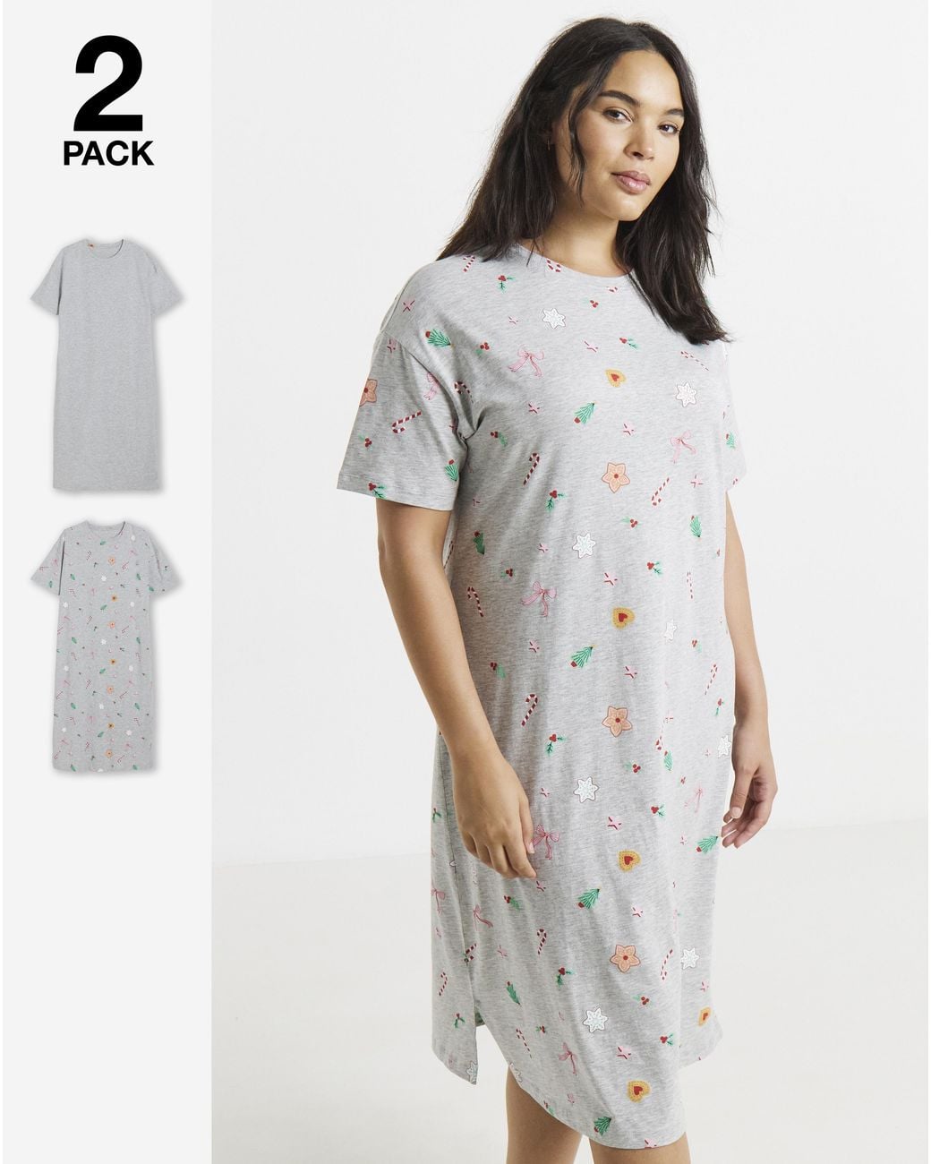 Pretty Secrets Gray Value Candy Cane 2 Pack Nighties