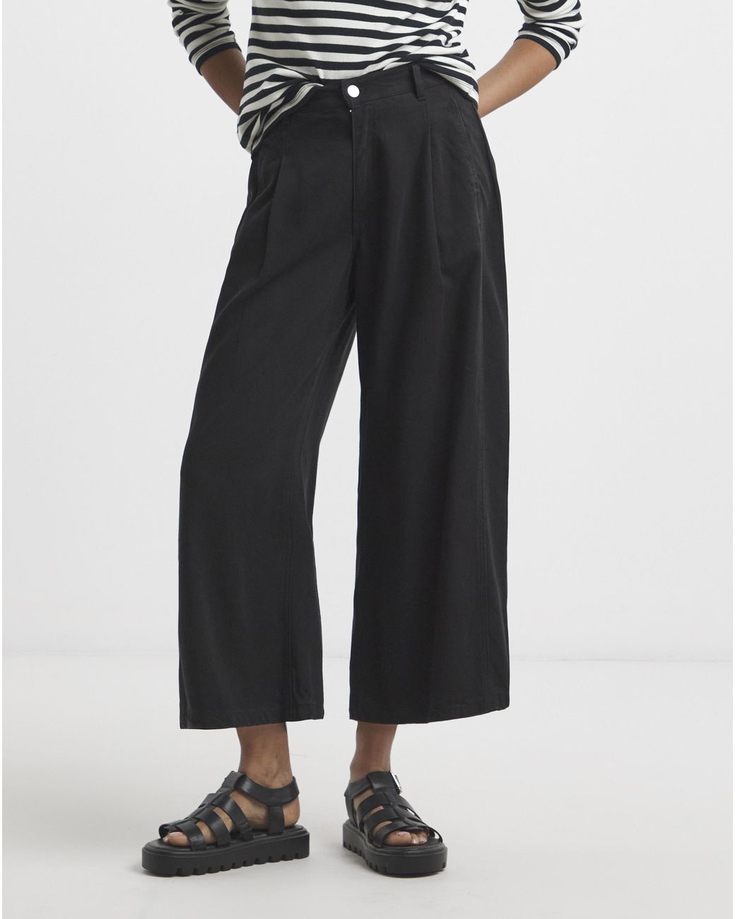 Simply Be Black Crop Wide Leg Jeans