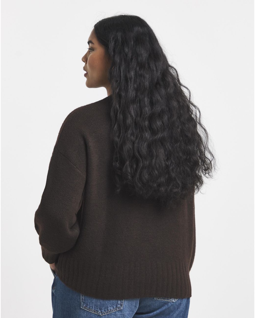 Simply Be Black Sponge Crew Neck Sleeve Jumper