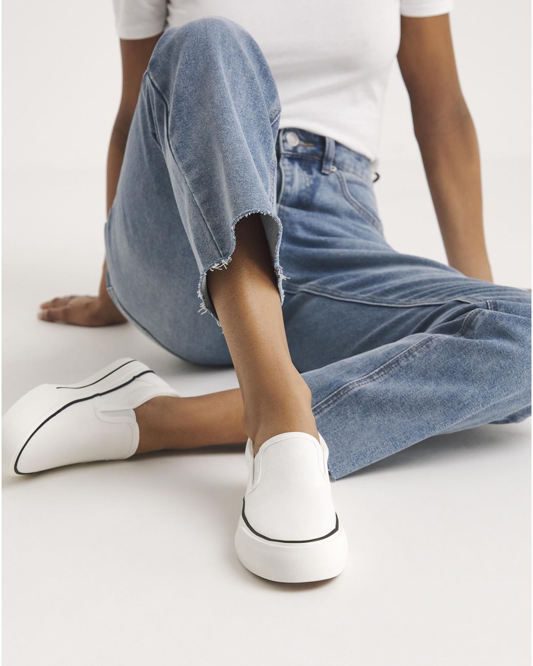Simply Be Blue Slip On Chunky Sole Trainers Ex Wide Fit