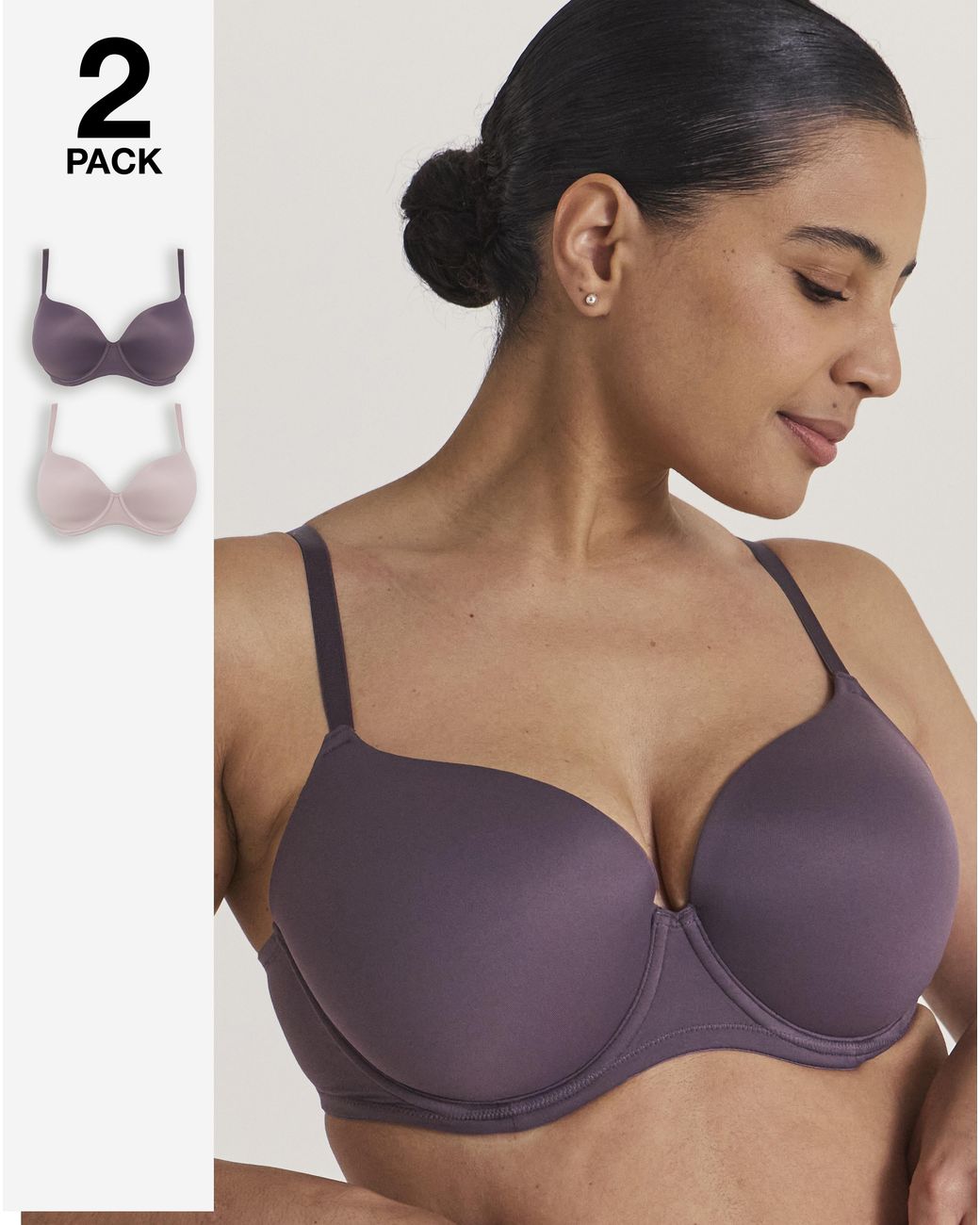 Pretty Secrets Purple 2 Pack Smoothing Microfibre T-Shirt Bras
