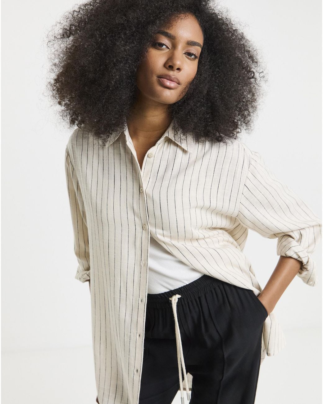 Simply Be White Linen Mix Shirt