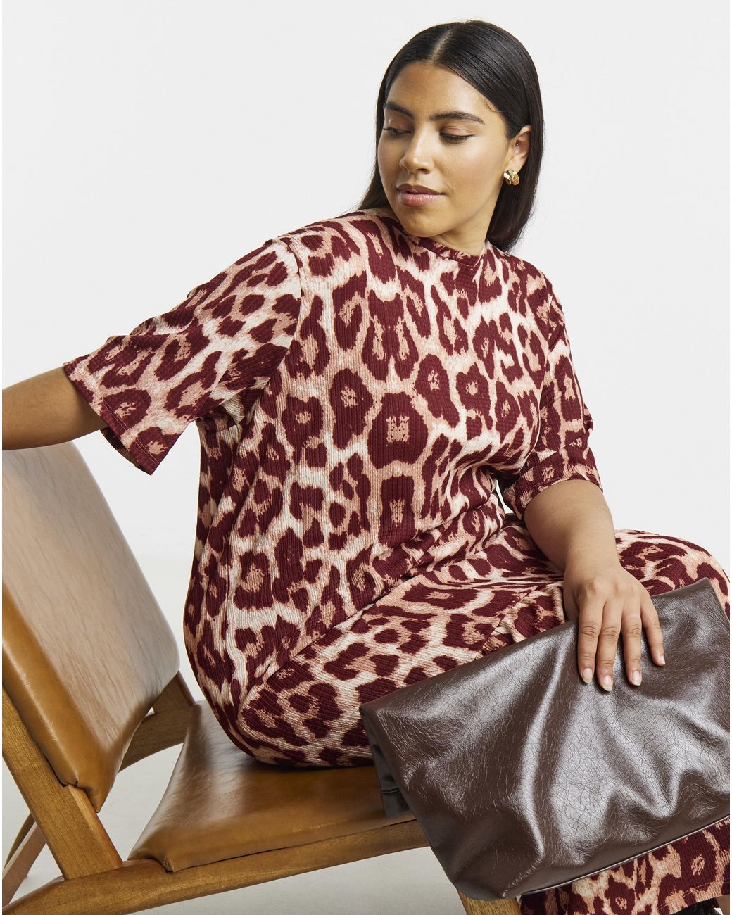 Simply Be Red Waffle Drop Waist Midi Dress