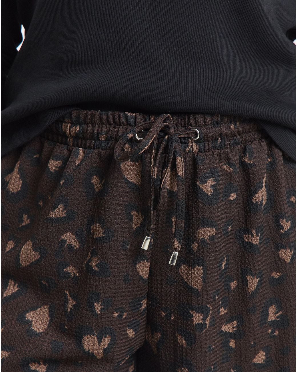 Simply Be Black Waffle Wide Leg Trouser