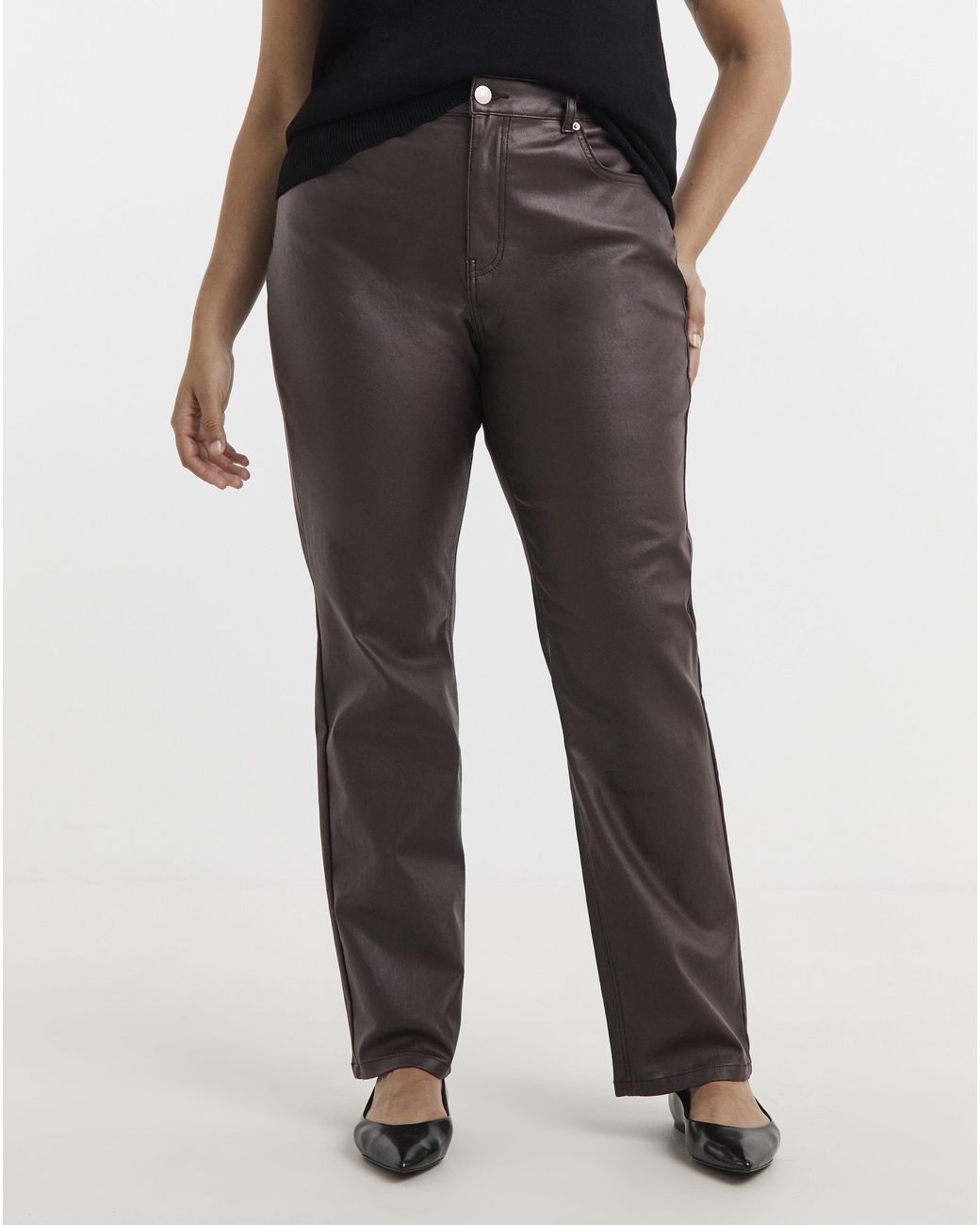 Simply Be Black Coated Straight Leg Jeans