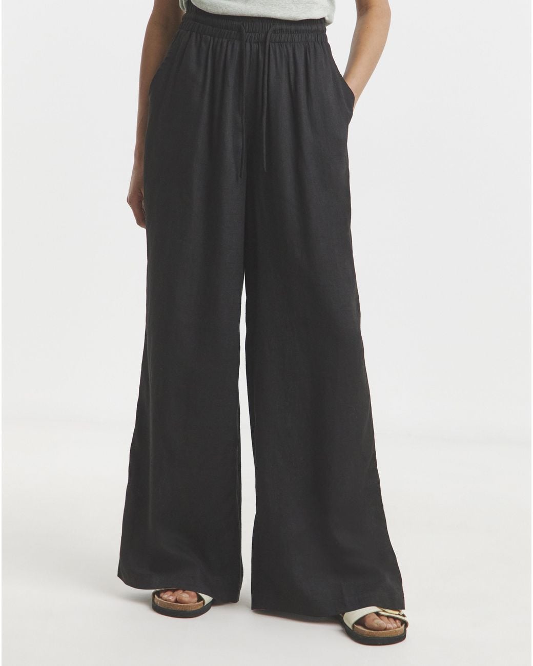 Simply Be White Linen Wide Leg Trousers