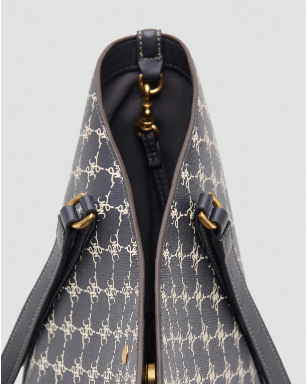Mango Gray Printed Logo Shopper Bag
