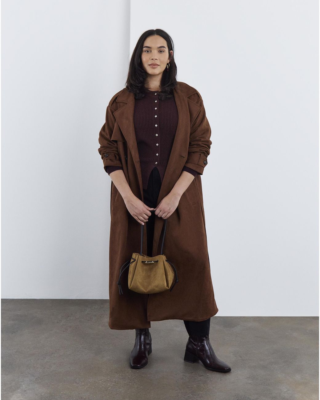 Simply Be Purple Button Through Cinched Cardigan